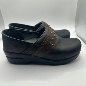 Dansko Women Black Leather Studded Comfort Clogs Shoes Size 36
